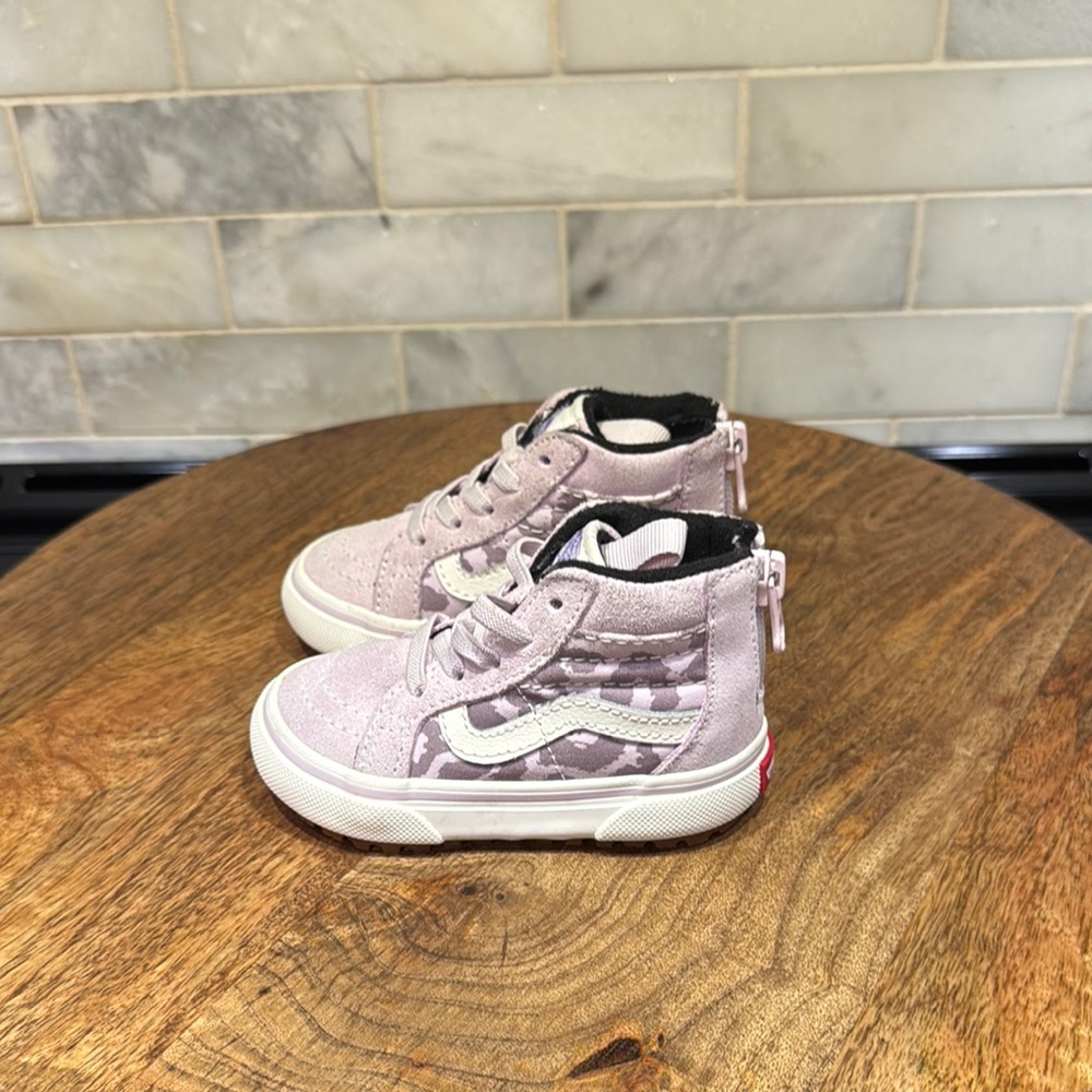 Vans Toddler kids SK8-Hi Lavender Camouflage Zip Suede Shoes